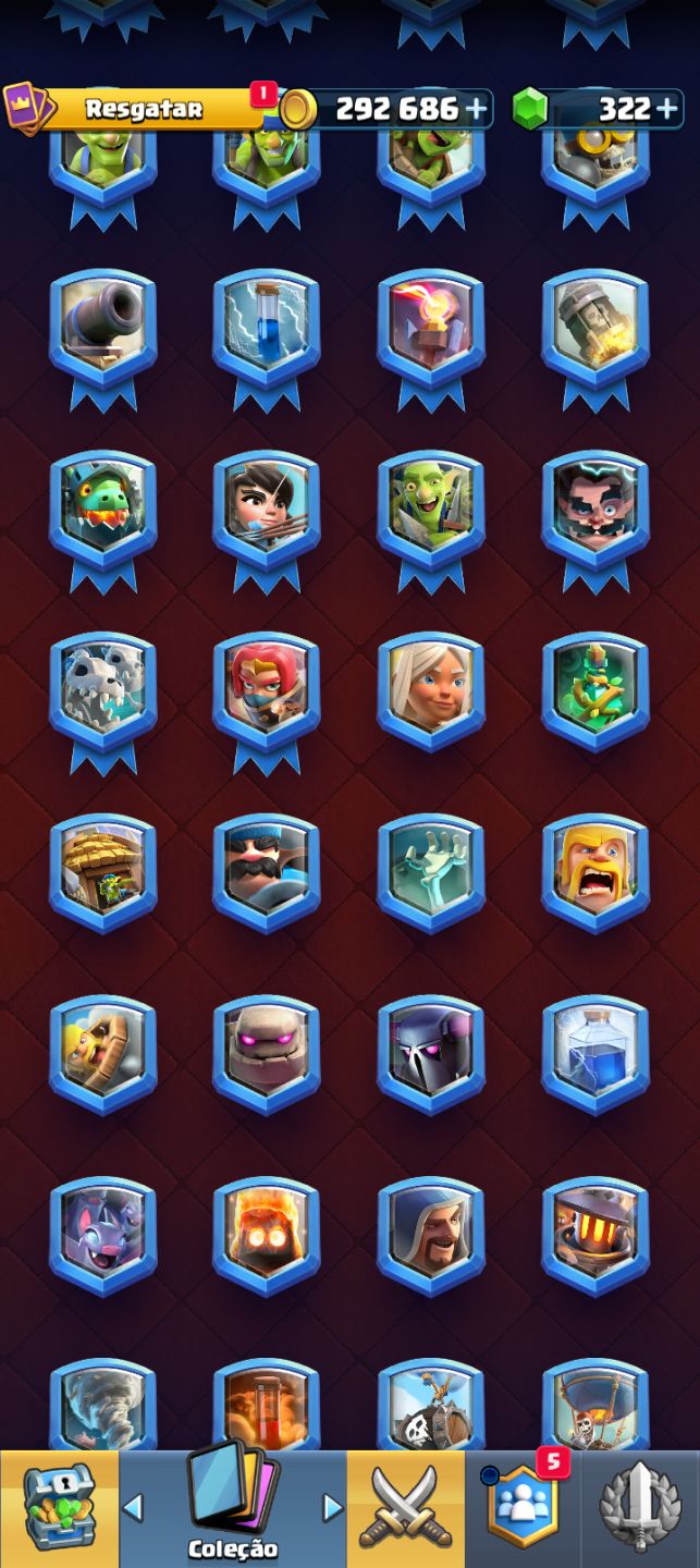 Conta Clash Royale muitos itens, com marretada do tor