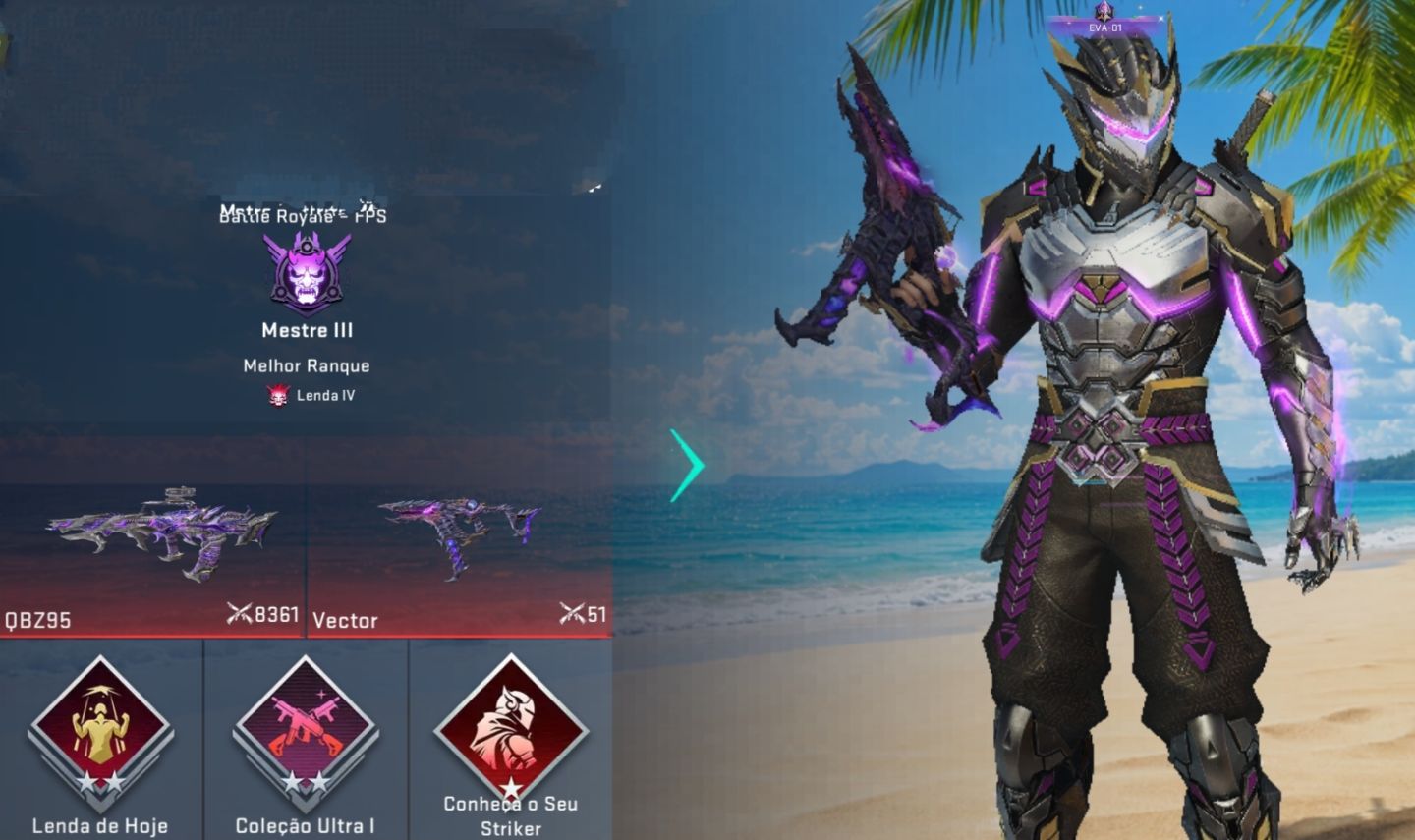 Conta de bloodstrike com armas eternas tops.....qbz susurro e vector draco