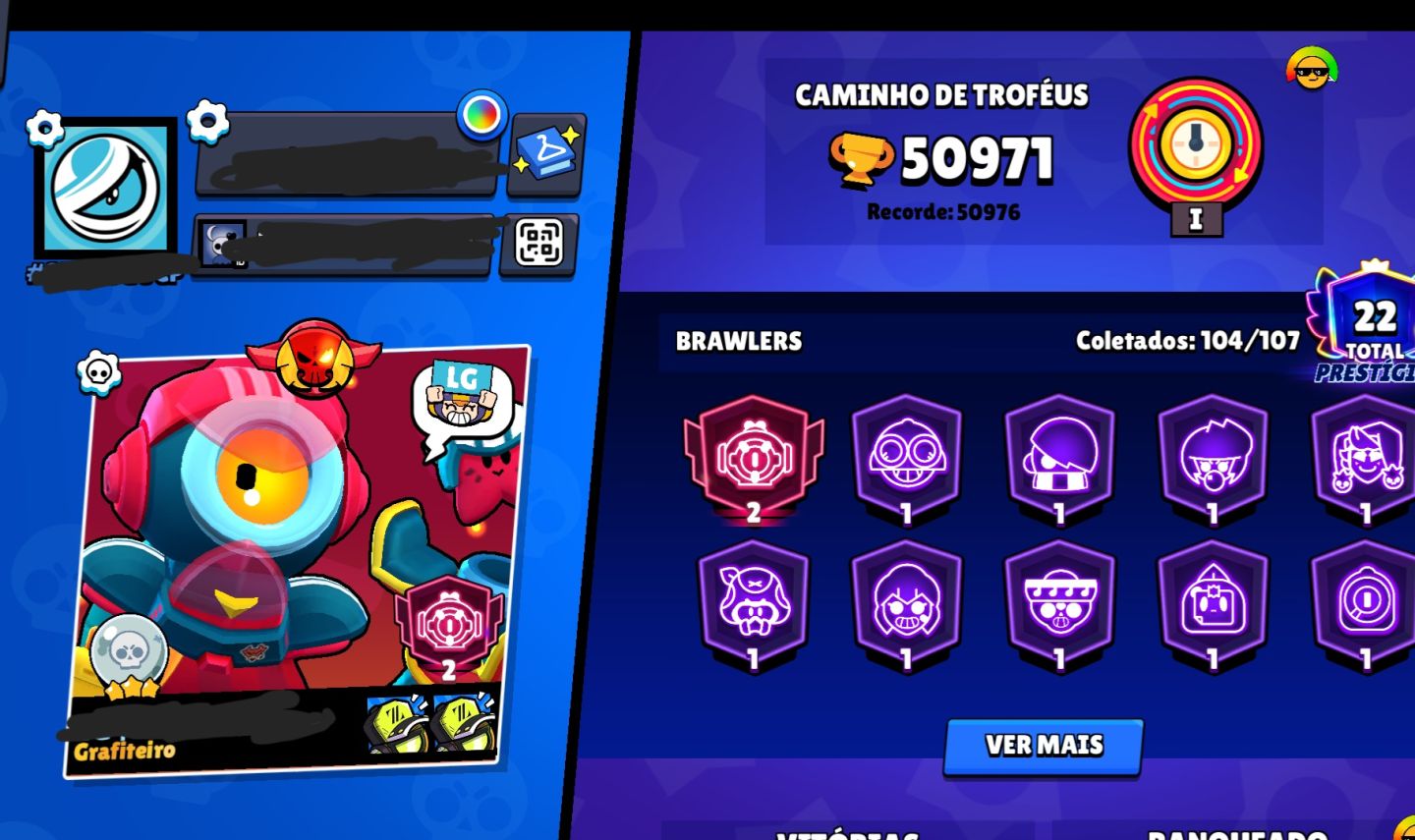 CONTA BRAWL STARS RARA E ANTIGA [50K TROFÉU]