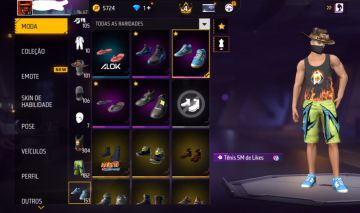 Conta de free fire antiga e rara com o 7,8,11,12,13, ump ruby, 1 codiguin do ff