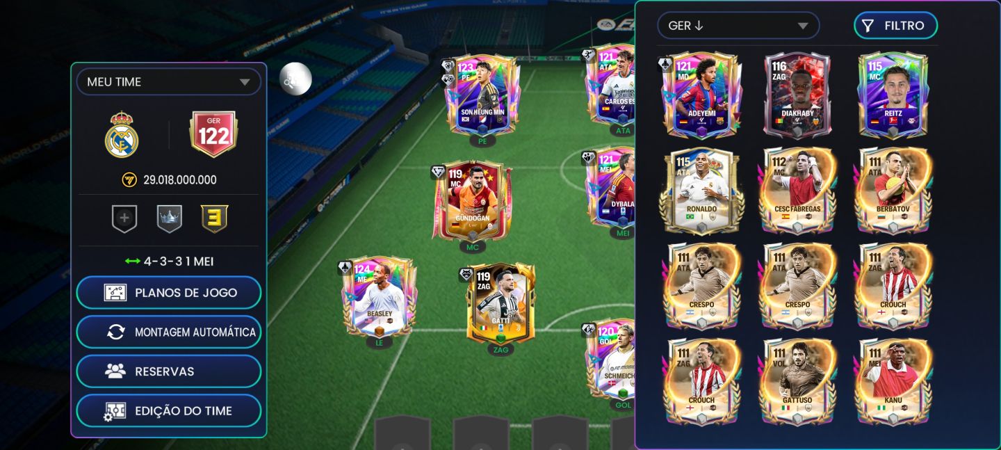 CONTA FC MOBILE 27 GER 122 ( JOGADORES UPADOS FULL, PODE IR DO GER 125/126)