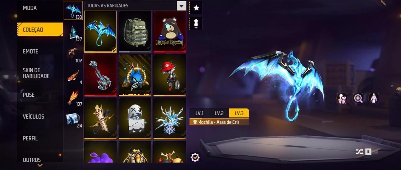 Minha conta de Free Fire gemada