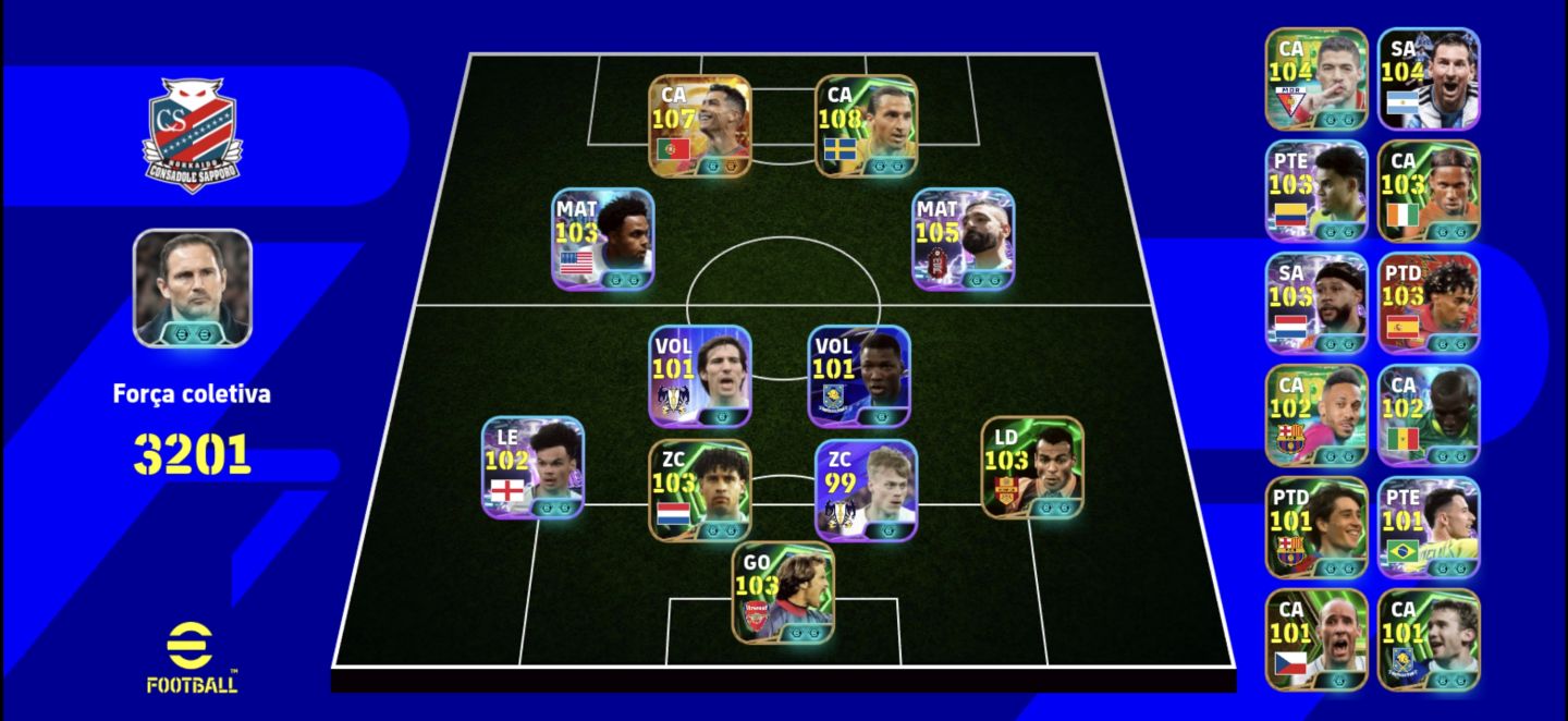 Conta efootball- CR7 Big time (107) Ibrahimovic (108) Salah blitz (105)