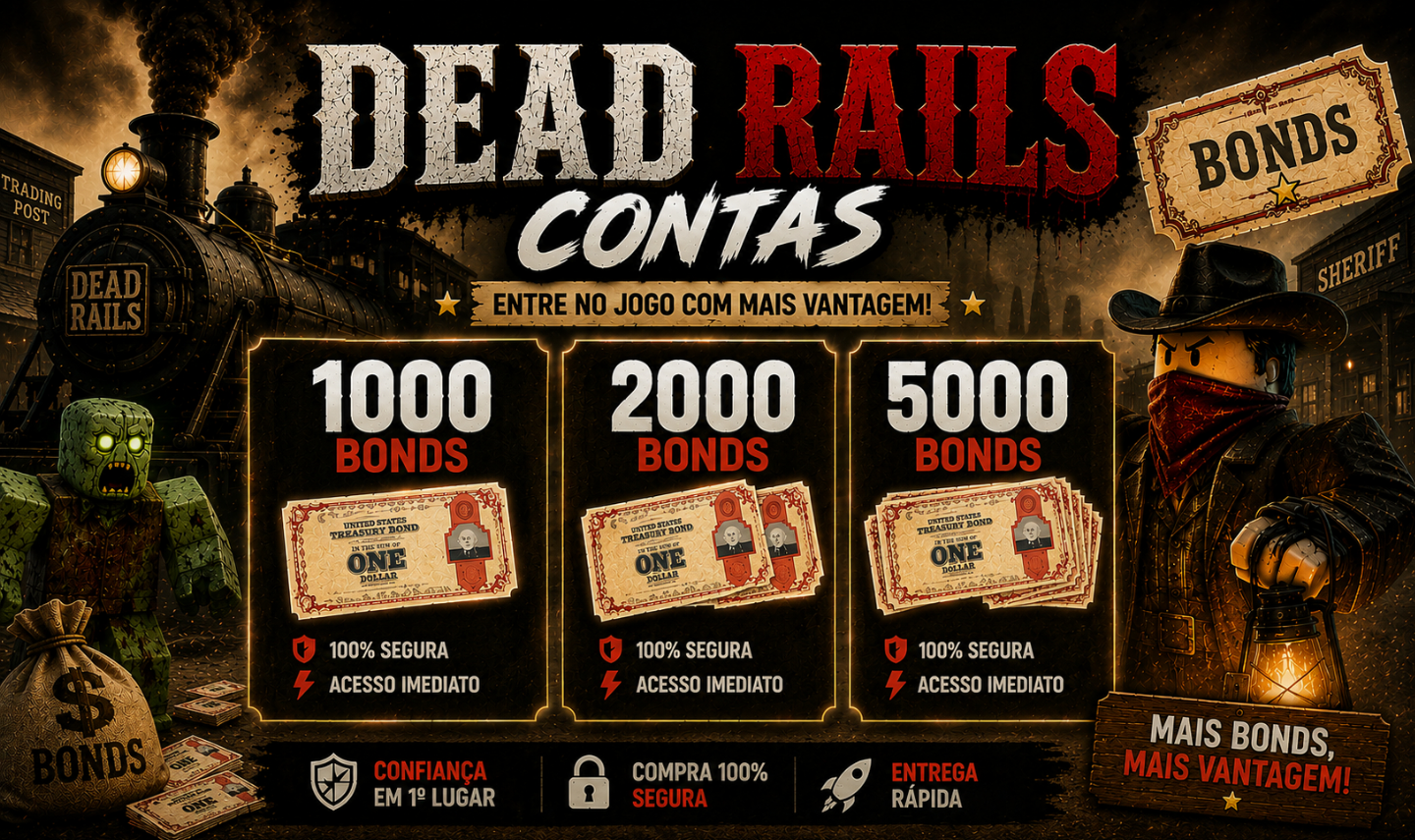 CONTAS DEAD RAILS / TRILHOS MORTOS - MAIS BARATO - ENTREGA AUTOMÁTICA