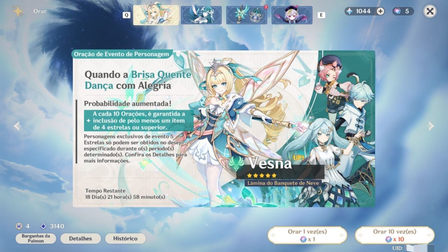 Conta com Mavuika c2r3 e Citlali c0r1 + 4 estrelas - Genshin Impact