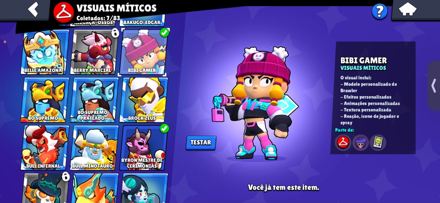 CONTA DE BRAWL STARS COM EDGAR PORTADOR DA LUZ