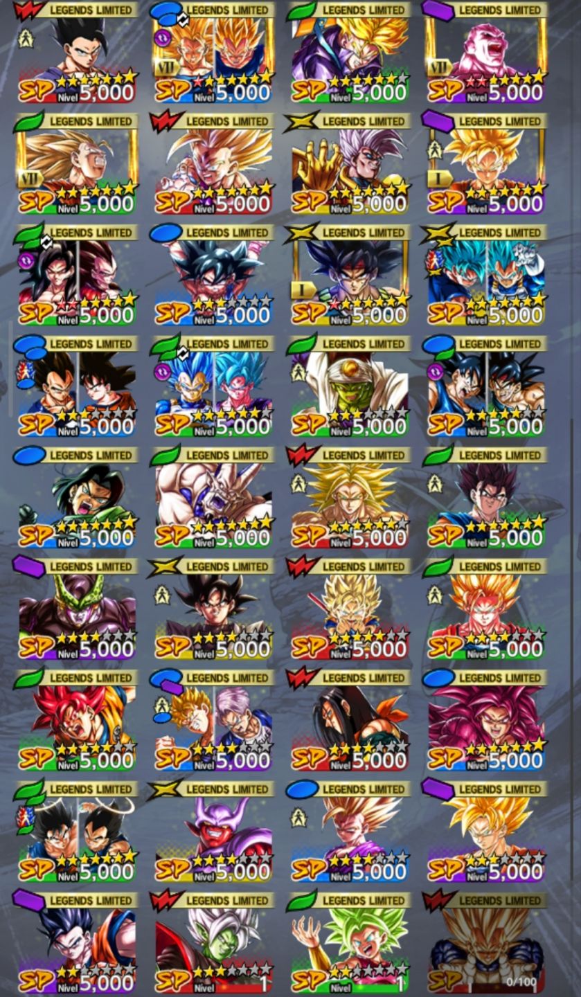 Conta de Dragon ball legends com muitos personagens épicos