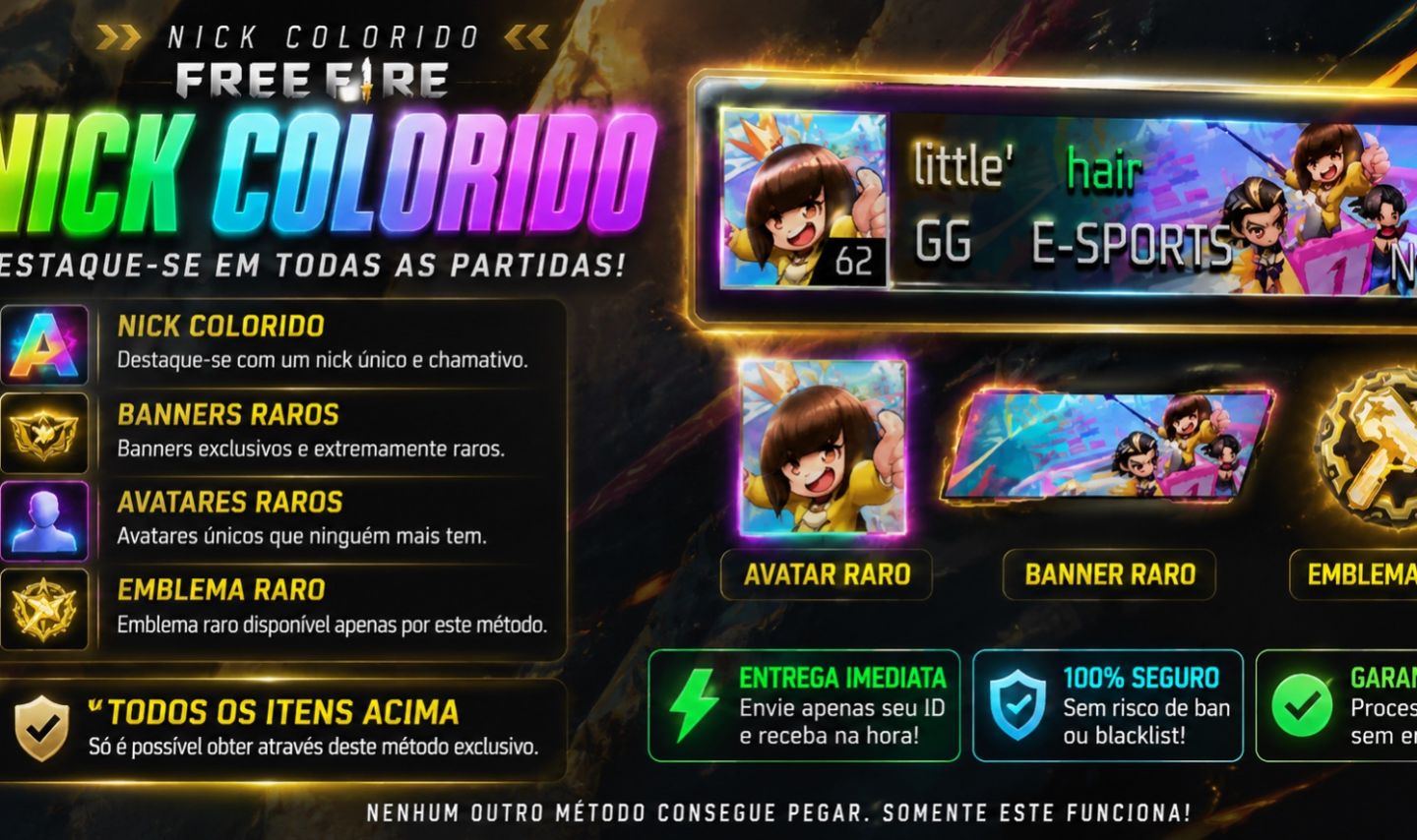 NICK COLORIDO FREE FIRE DESTAQUE-SE DE TODO MUNDO