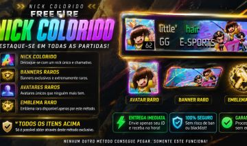 NICK COLORIDO FREE FIRE DESTAQUE-SE DE TODO MUNDO