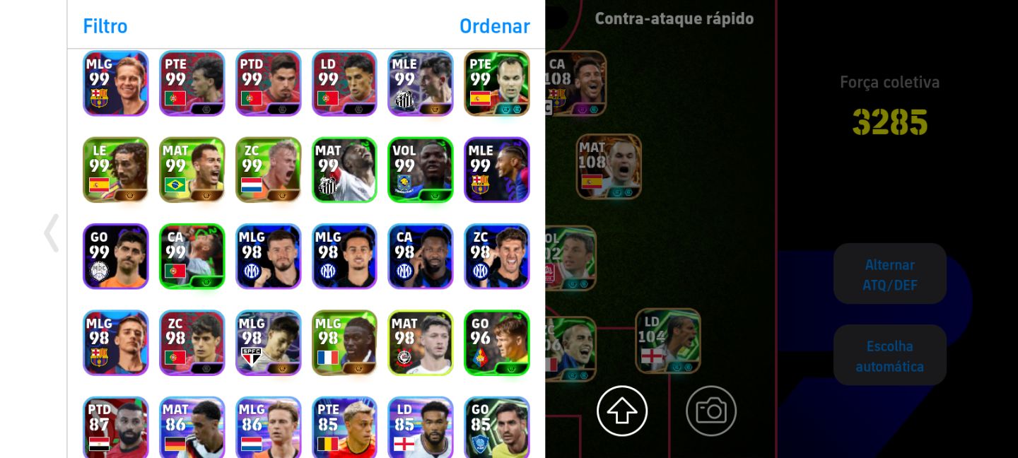 Conta eFootball - COMPLETA 3285 Força Coletiva (full épico e bem montada)