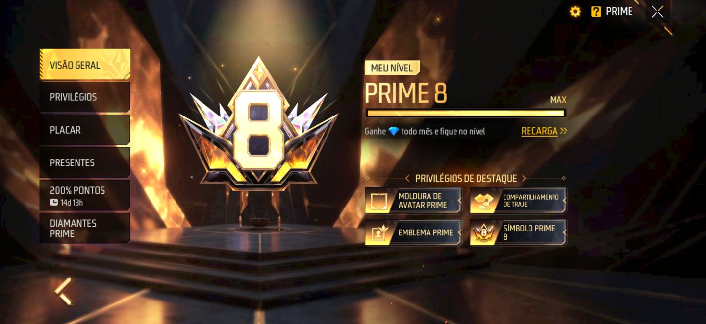 CONTA FREE FIRE PRIME 8 MAX | LV. 79 | MUITO COMPLETA