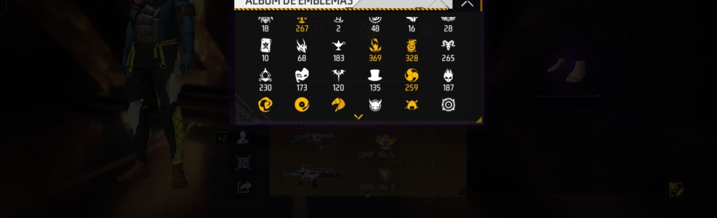 Conta de Free Fire com Saitama, semi Mandela, ump roxa e xm8 att