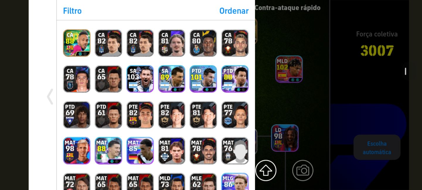 Conta efootball ronaldinho 107 blitz curler, suarez blitz curler e aguero blitz