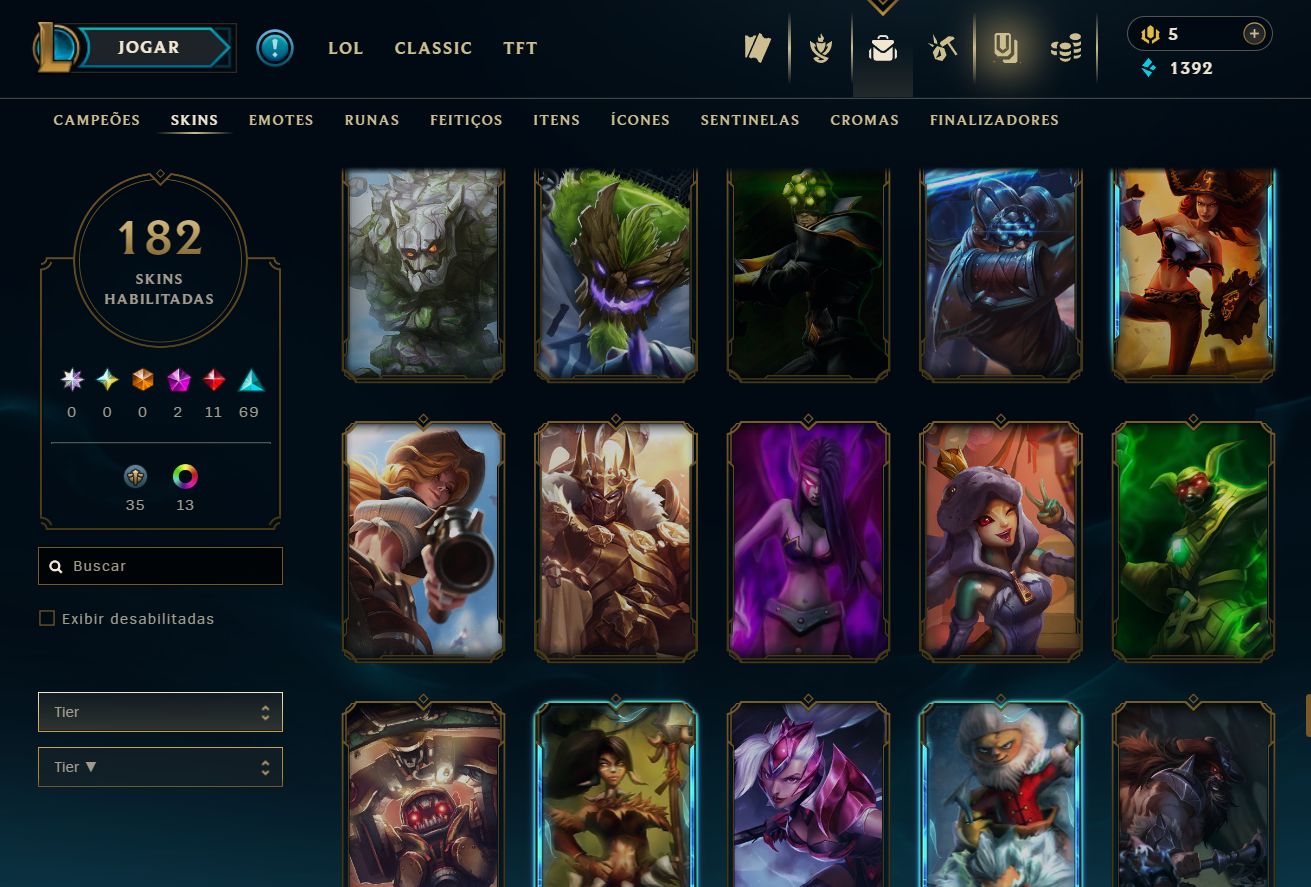 CONTA UNRANKED - 182 SKIN - FULL CHAMP + PREÇO BAIXISSIMO! - 100% SEGURA!