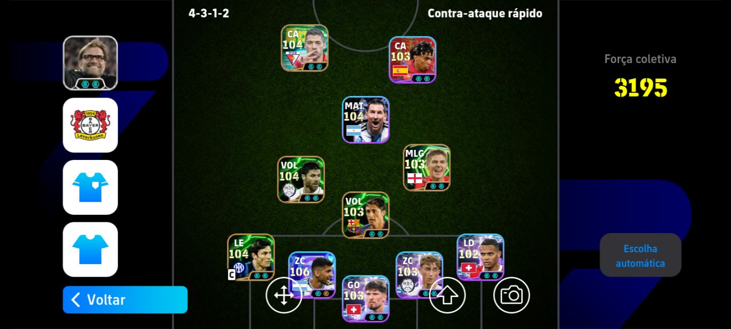 Conta eFootball | Força 3195 + Klopp + Elenco Completo e Reservas de Elite