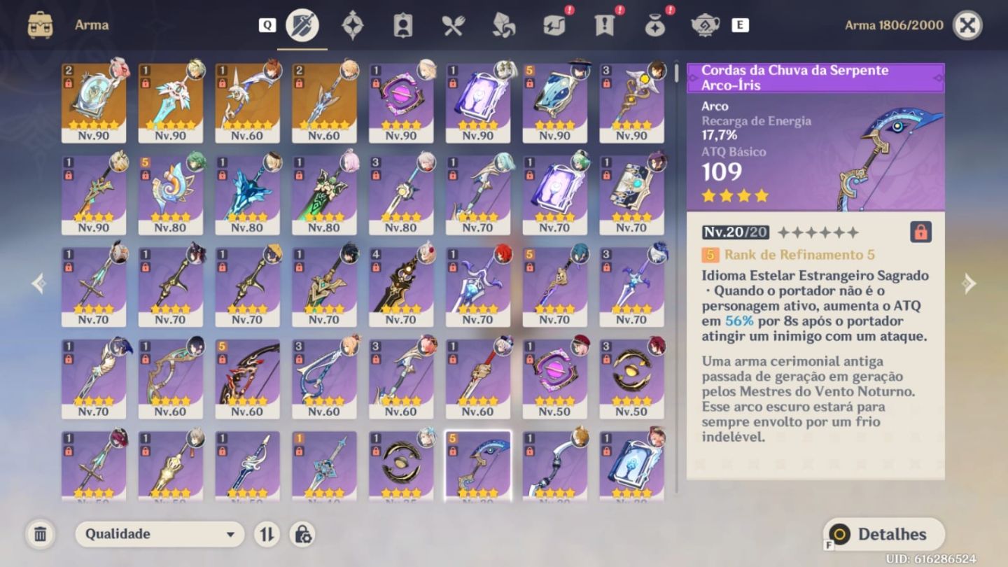 CONTA GENSHIM COM VARIOS T5! BEM ANTIGA COM VARIAS ARMAS DE EVENTOS ANTIGOS!