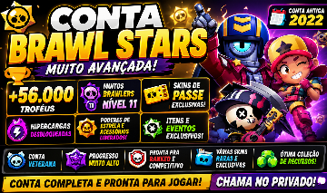 CONTA BRAWL STARS FULL / 101 bonecos / skins lendárias, míticas, skin com hiper