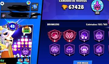 CONTA BRAWL STARS 67K TROFEIS E VÁRIOS ITENS RAROS