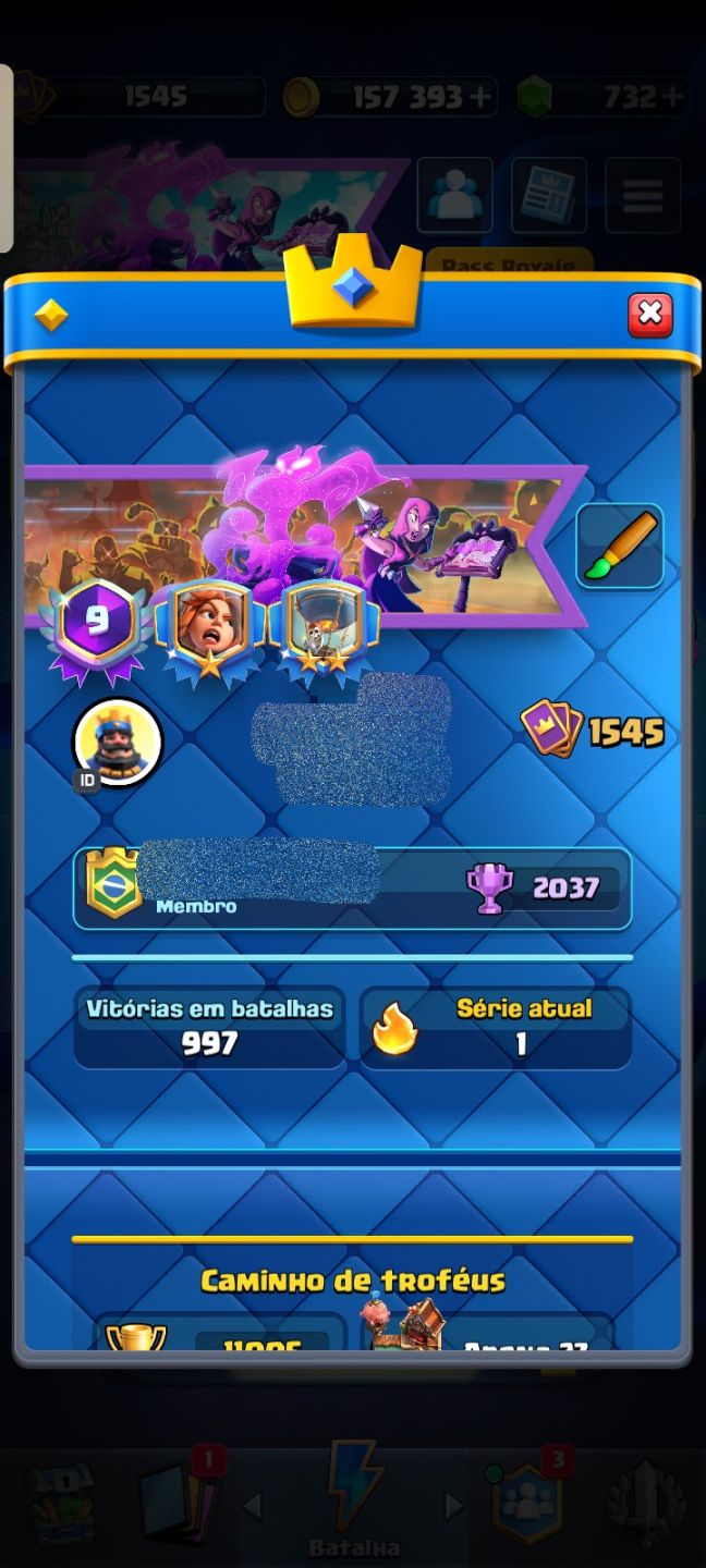 Conta Clash Royale com 9 anos e 11k de troféus