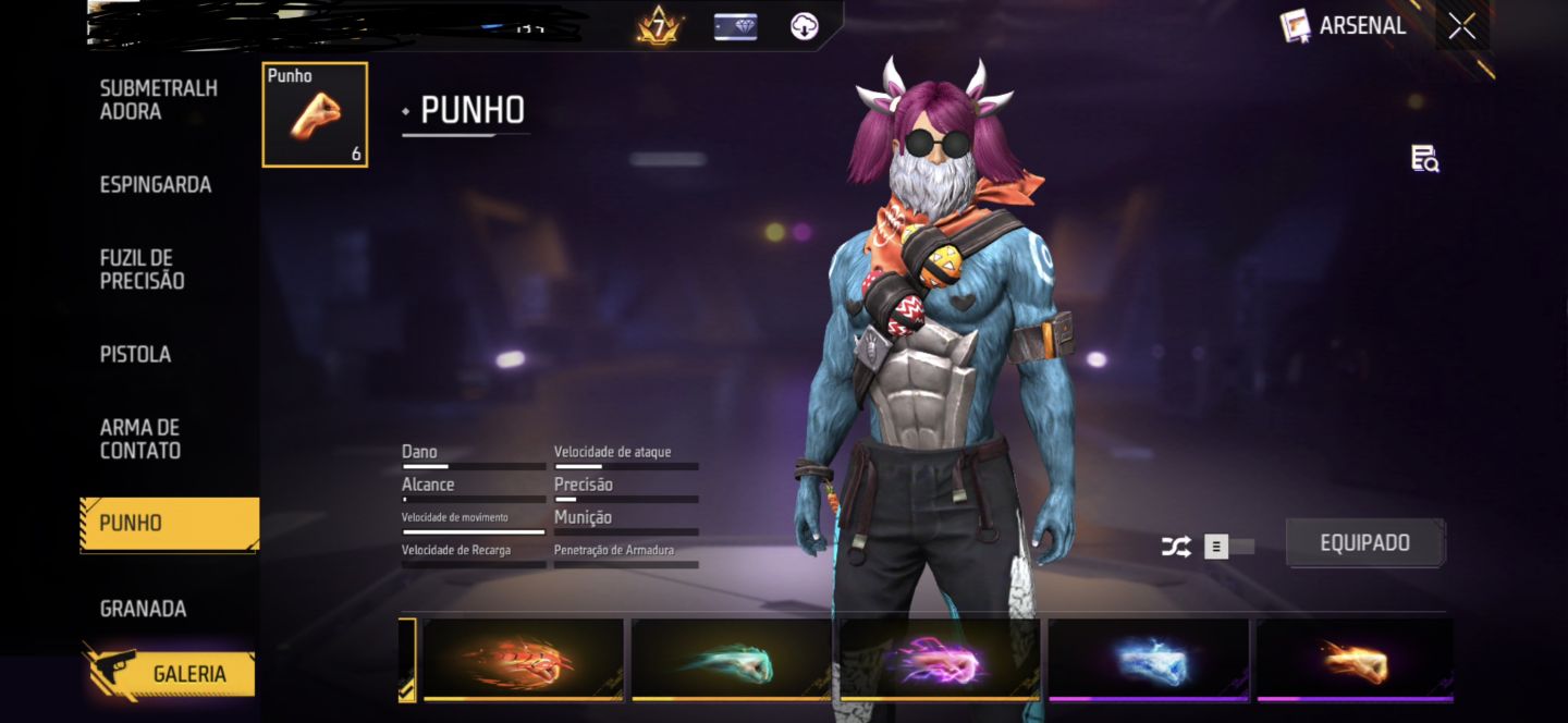 Conta free fire com ragnarok e skin do mandela