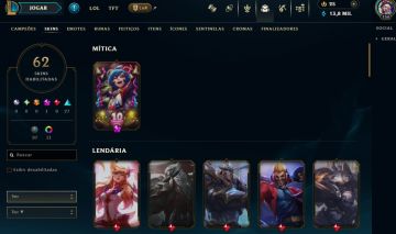 FULL ACESSO - 62 SKINS - 120 CAMPEÕES - LEVEL 156 - 13 MIL ESSENCIA AZUL