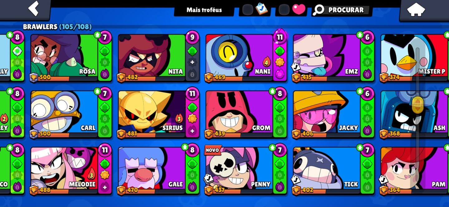 Brawl Stars | 105 Brawlers | 52.252 Troféus | Skins Raras | Faltam 3 para Full!