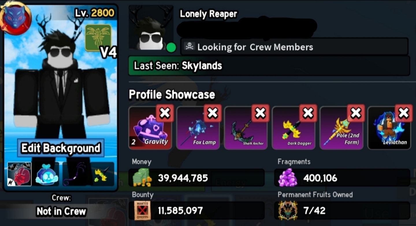 [8 PERMS] Dragon Token + 39M Beli + 400K Fragmentos + 11M Bounty + Dark Blade V2