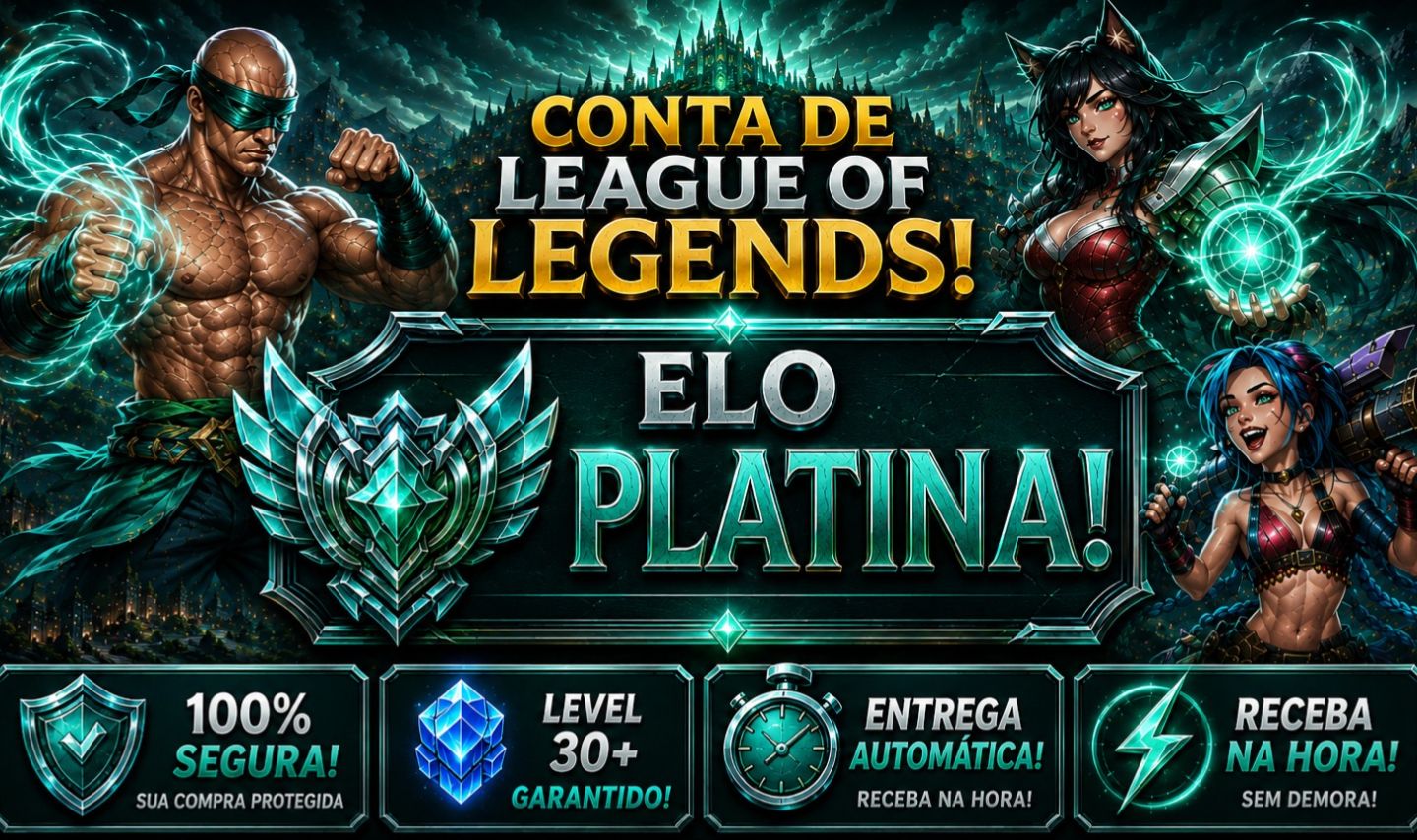 [Entrega Automática] Conta Lol Platina, 25K Ea, 44 Skins, Upada na Mão, Lvl 37
