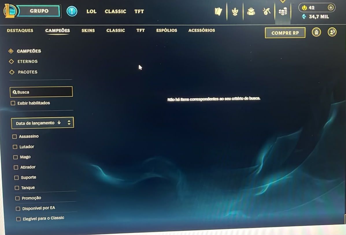 Conta no LoL, Esmeralda I, Todos os campeões, 113 skins, nivel 274.