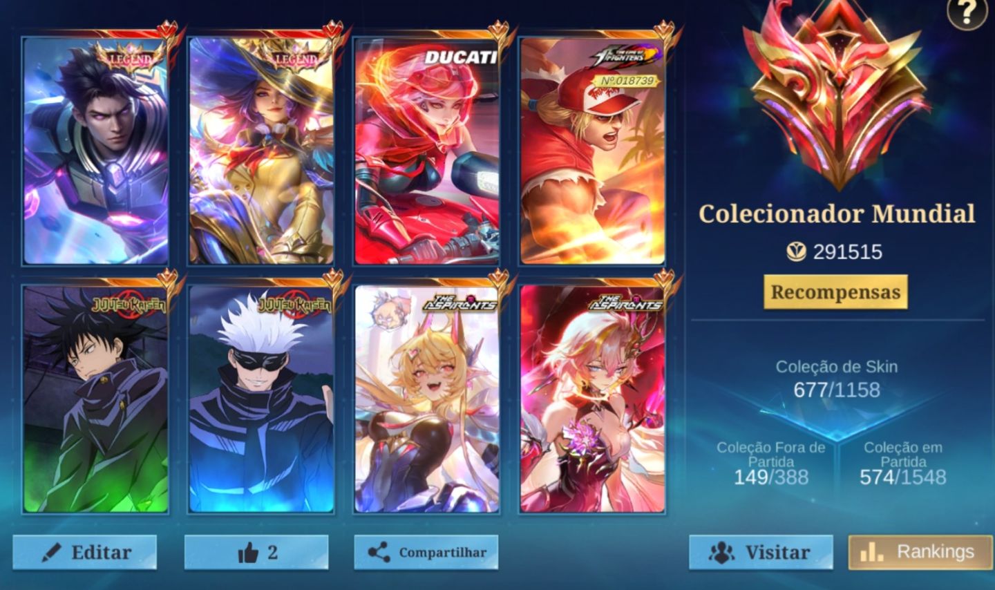 CONTA HIGH-END MOBILE LEGENDS COLEÇÃO RARA