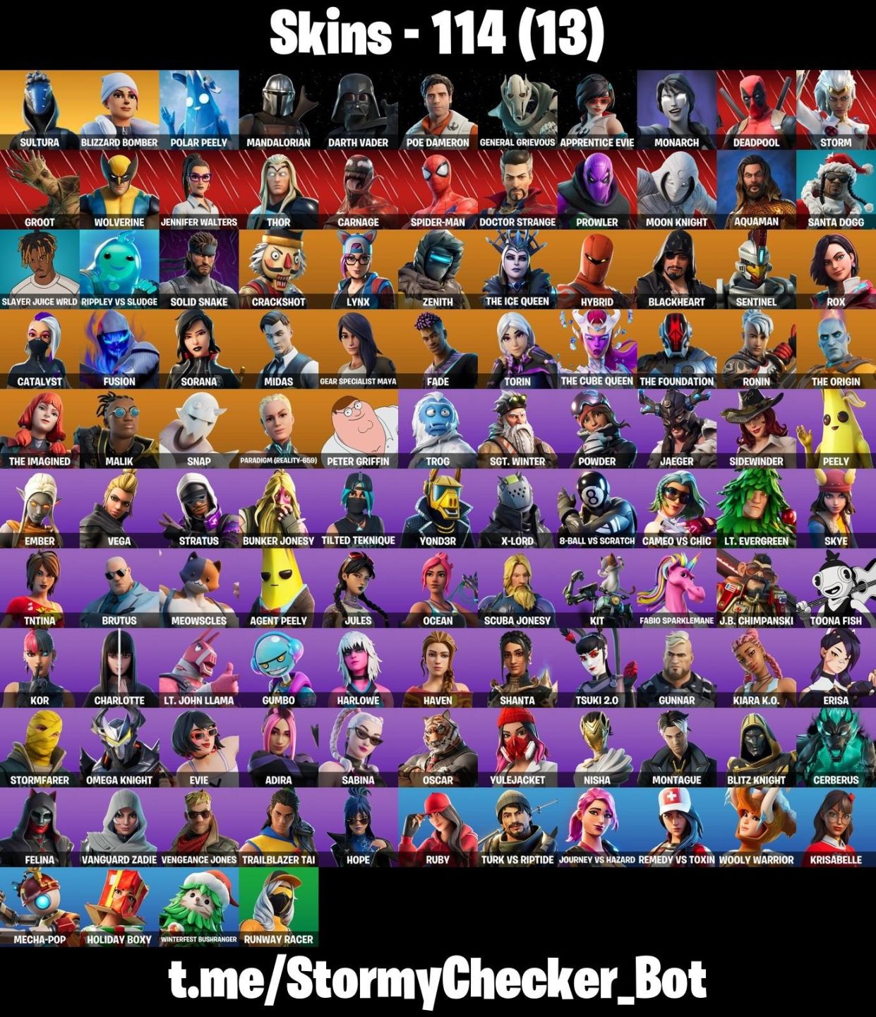 CONTA FORTNITE COM 114 SKINS SULTURA/SPIDER/FADE/SOLID SNAKE/DEADPOOL/SNAP