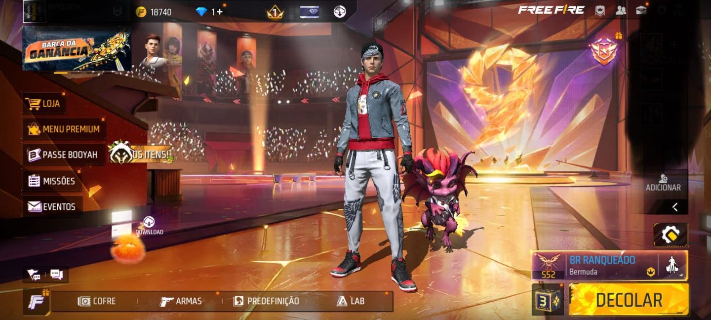 Conta de Free fire com Angeli branca e emoji infinito