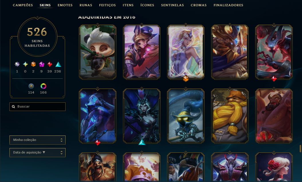 Conta de Colecionador - Black Alistar, UFO Corki, Ahri do Faker e +