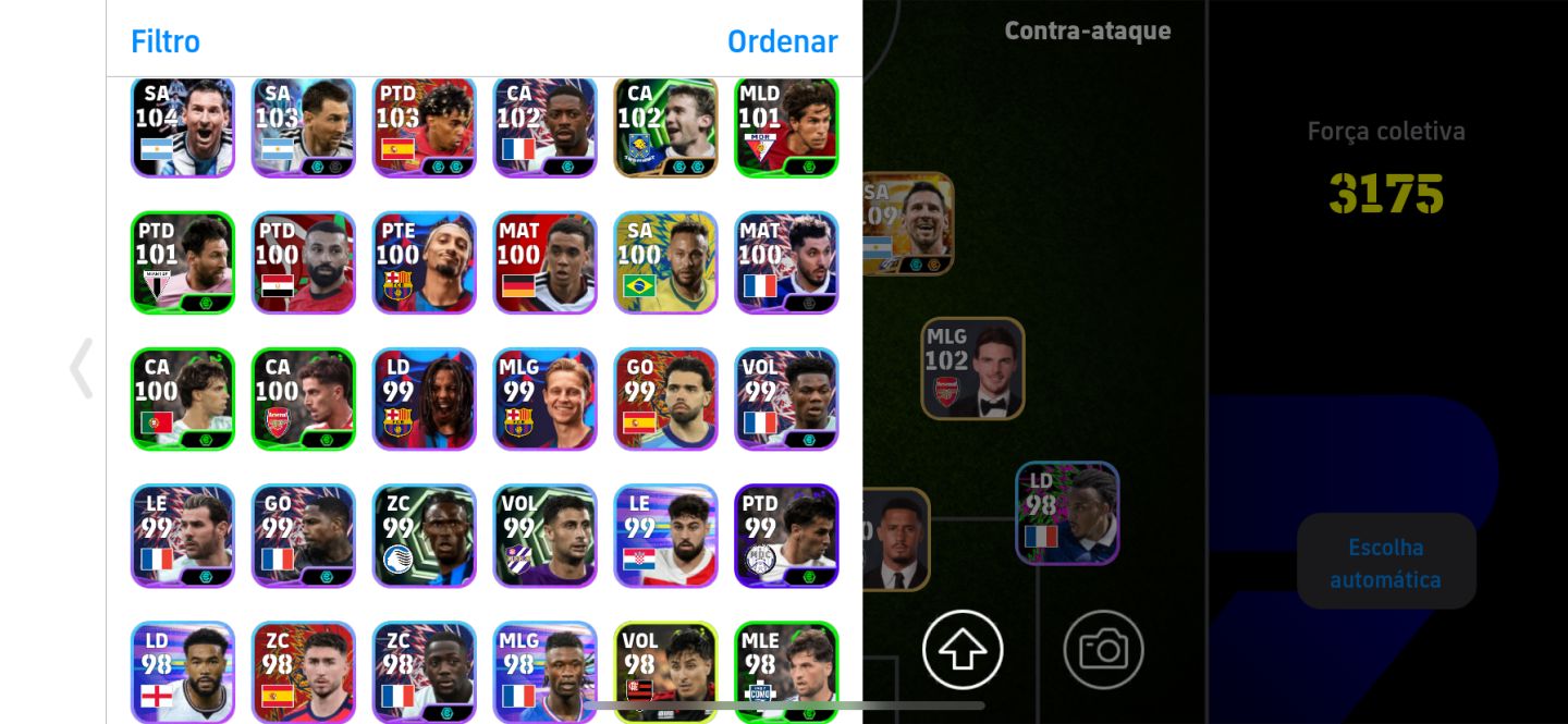CONTA DE EFOOTBALL / MESSI 111 / OLMO 106 / MAKÉLÉLÉ 107 !!!