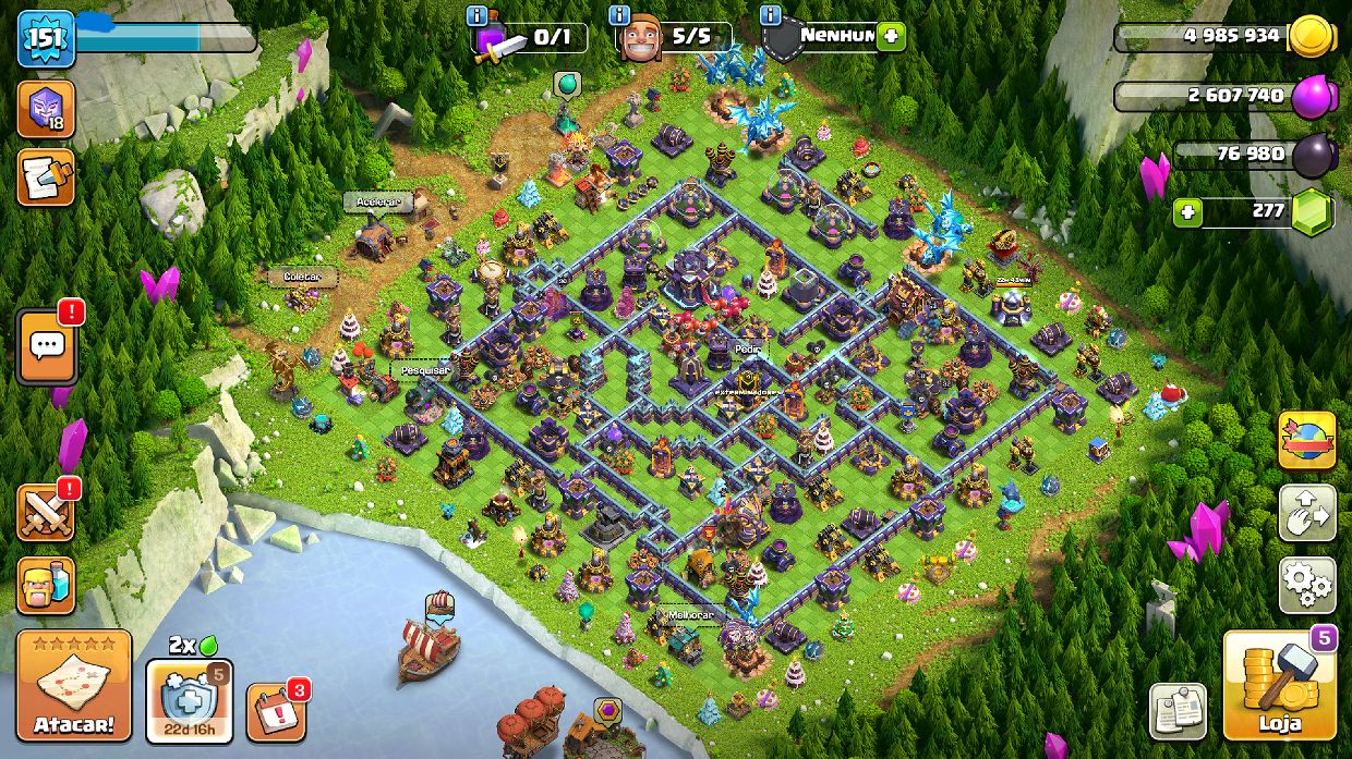 Conta clash of clans cv 15 e clash royale arena 20