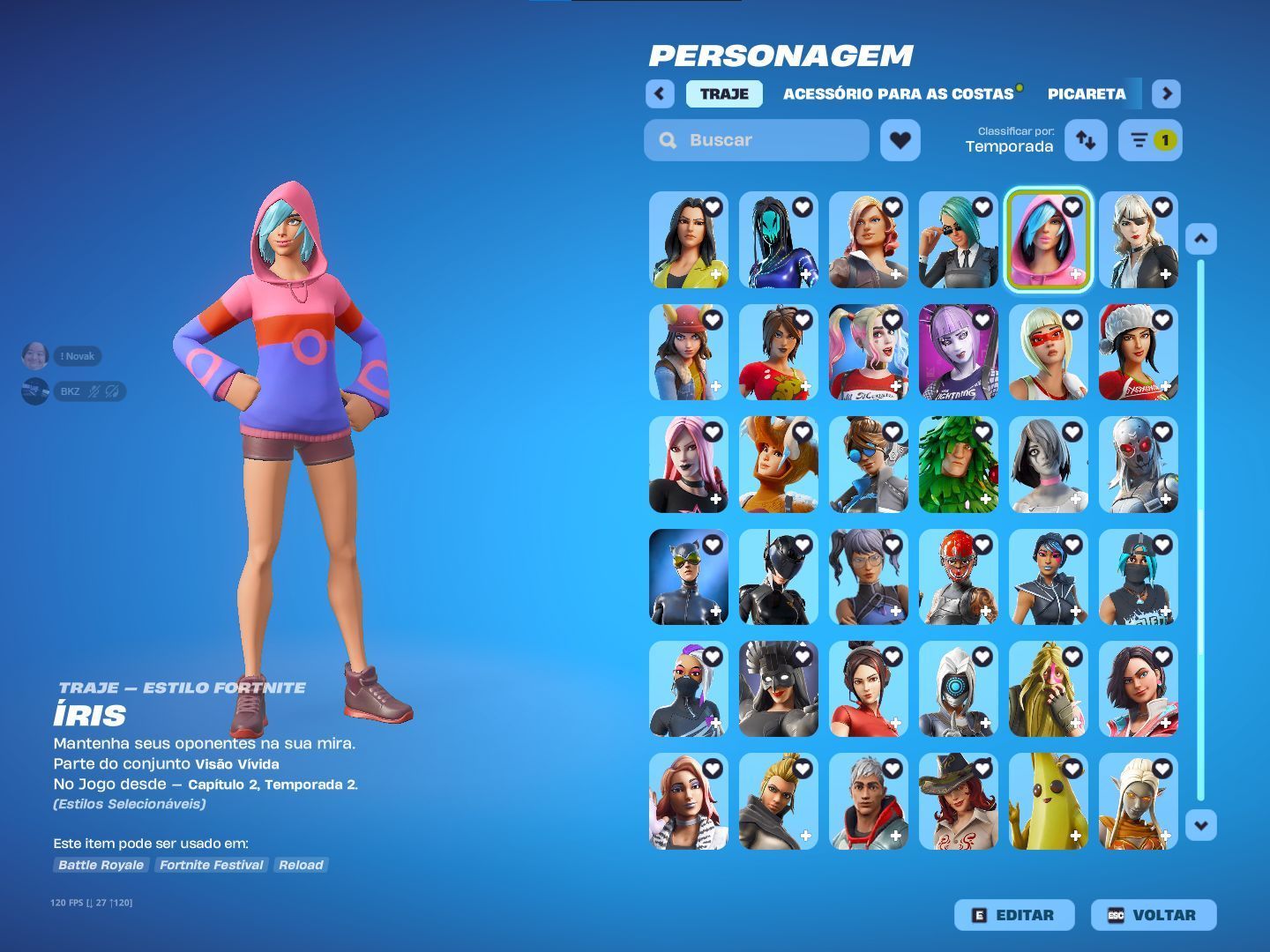 Conta de Fortnite com 381 Skins/376 Picaretas !