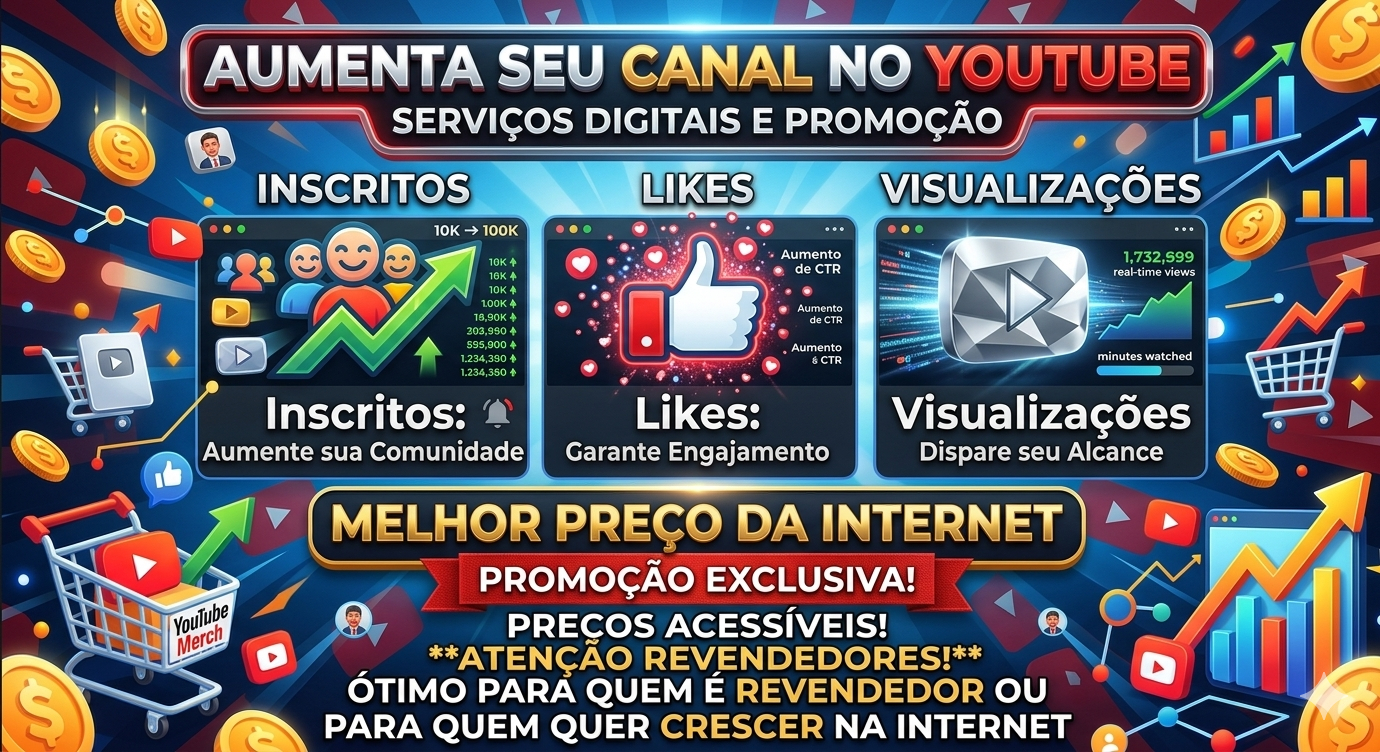 YOUTUBE - likes, visualizações, inscritos e muito mais
