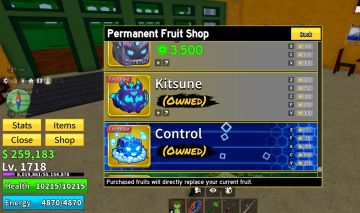 [Promoção] Conta de Blox Fruits Rara com Kitsune e Control + 18 Frutas Permanent