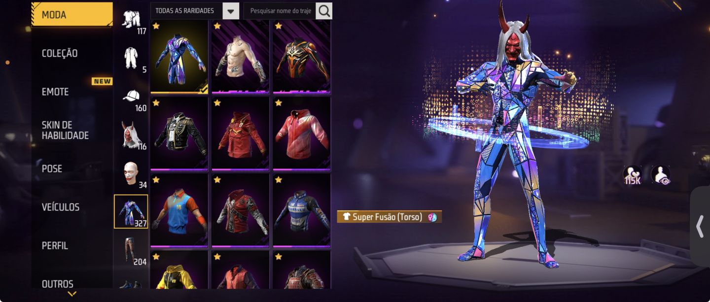 CONTA FREE FIRE [327 PEITAS] CONJUNTO DIABÃO | FULL ATT 2 DISPARO | SUPER FUSÃO