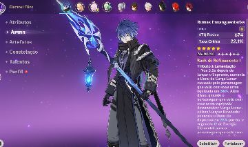 Conta Genshin AR 55, batante exploracao + 10 personagens T5 + 4 Armas T5