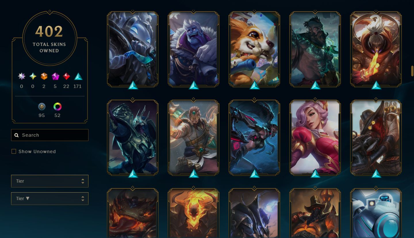 Conta League Of Legends, 402 skins +skins tft, emerald 3, Level 489