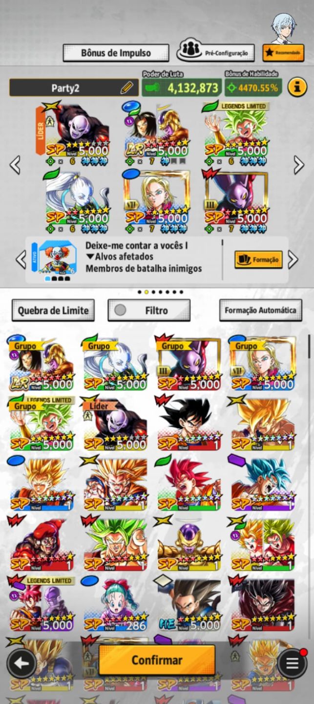 Conta Dragon Ball Legends - Personagens META