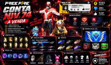 CONTA FREE FIRE NIV. 74 | 85 EMOTES | 286 CONJUNTOS | 41 PAREDES DE GEL