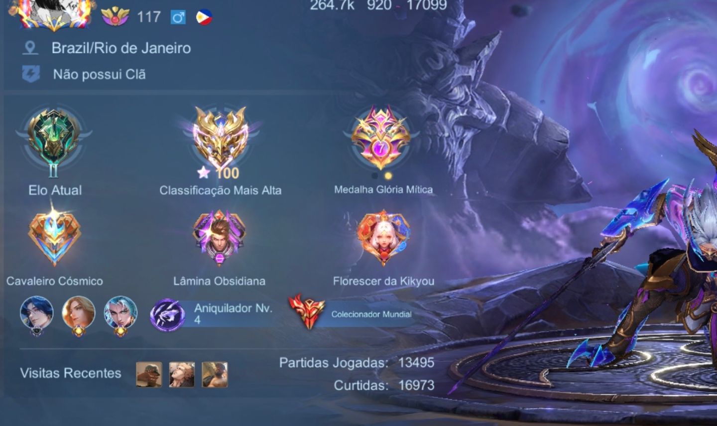 ACC EX-IMORTAL COM MUITAS SKINS MÓBILE LEGENDS