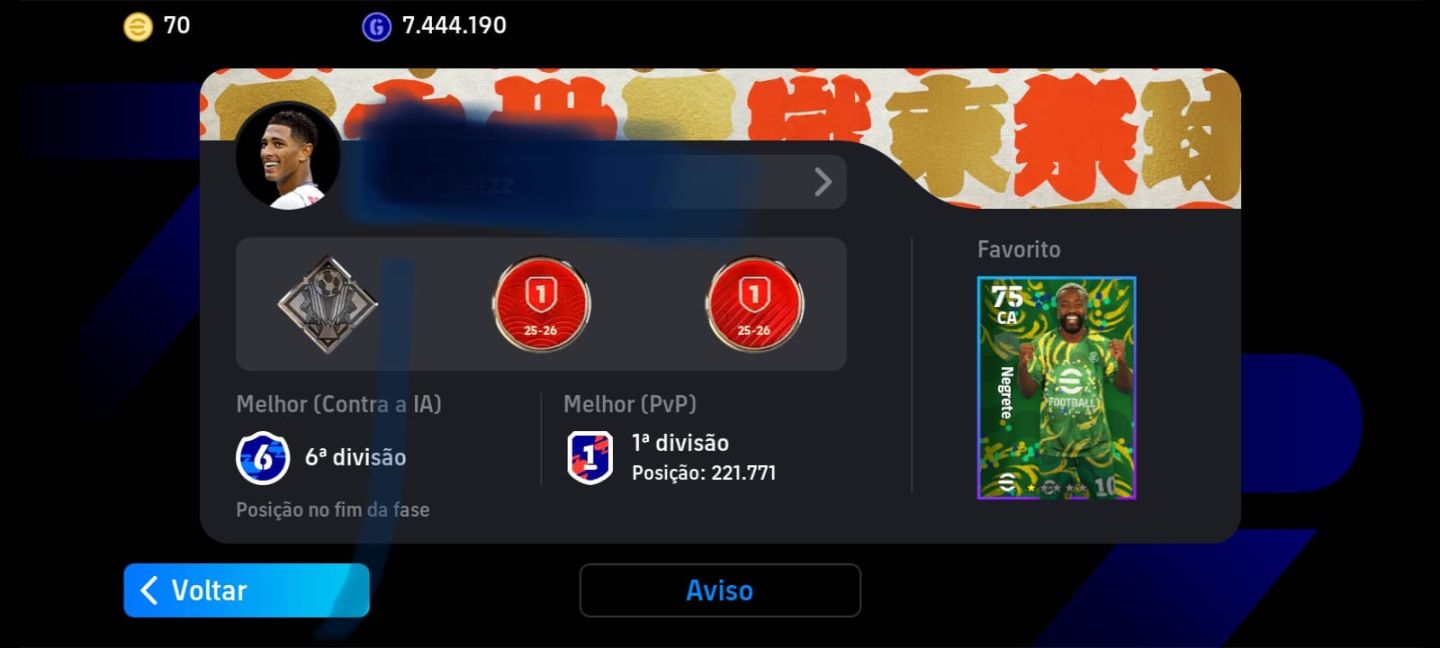Conta eFootball TOP - 3332 FORÇA COLETIVA