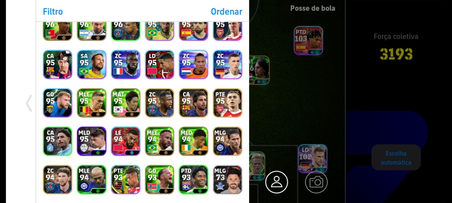 CONTA EFOOTBALL 3193 FORÇA COLETIVA | CRUYFF 106, KOEMAN 107, RONALDINHO 104