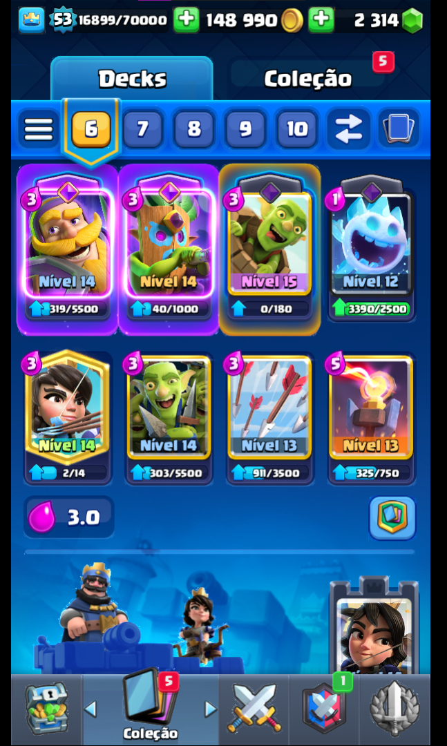 Conta de clash royale muito boa com 9k trofeus