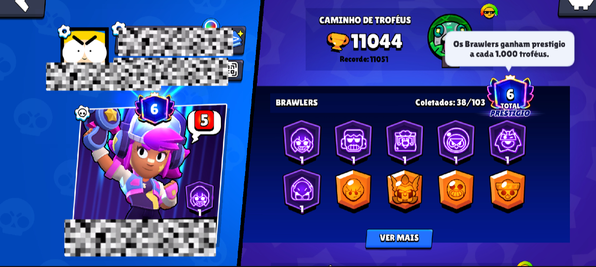Conta com: 10k troféus 8000 de coins 4500 de bings com 32 Brawlers rank: dima
