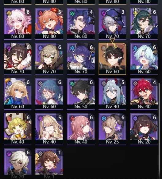 ZZZ E HSR sparkle+bis, robinE1, acheron+bis,cipher,castorice,kafka+bis,Hyacine++