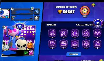 Brawl stars conta 56k + 288 skins +55k de ouro